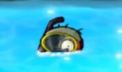 A zombie in a tank-top, shorts, arm floaties, and a snorkle